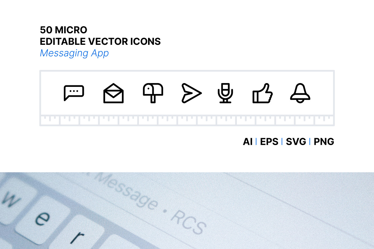 50 Messaging App Micro Icons, an Outline Icon by Side Project (Photo 1 of 5)
