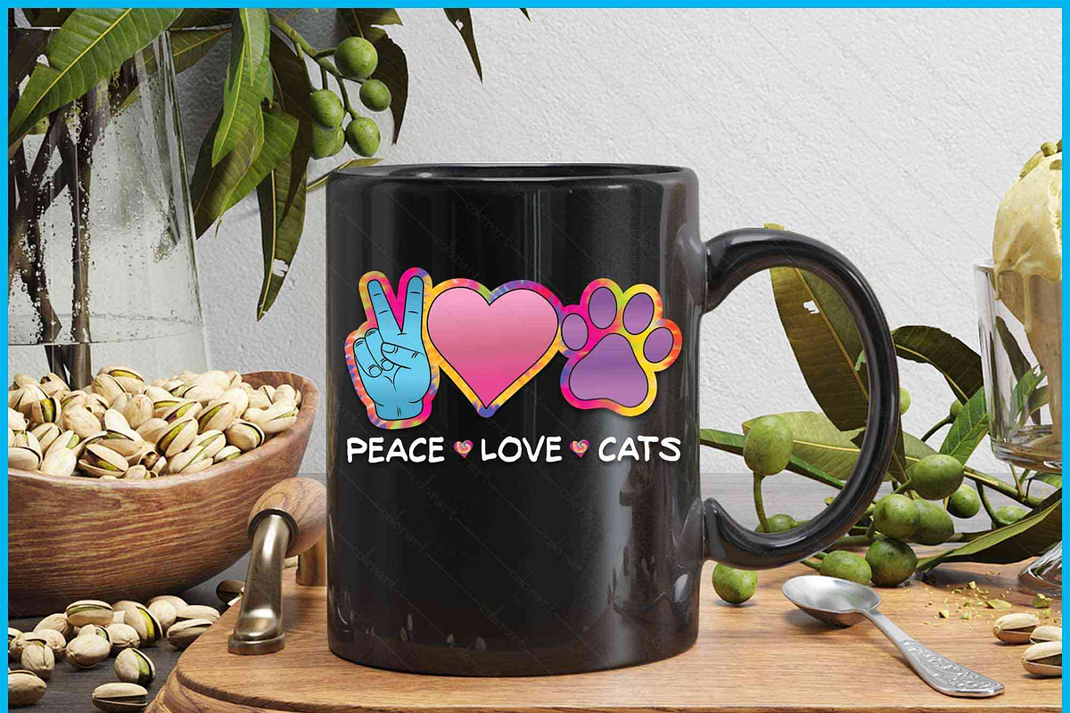 Peace Love Cats Cute Kitten SVG, an Object Graphic by Creativeusart (Photo 3 of 4)