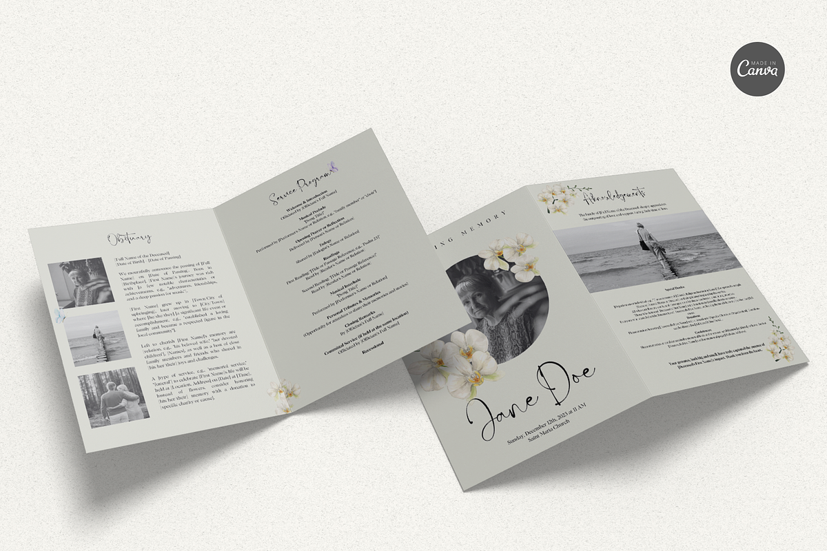 Funeral Program Template Set I Canva, an Invitation Template by The Social Stuff (Photo 3 of 10)