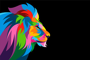 Colorful Lion popart vector
