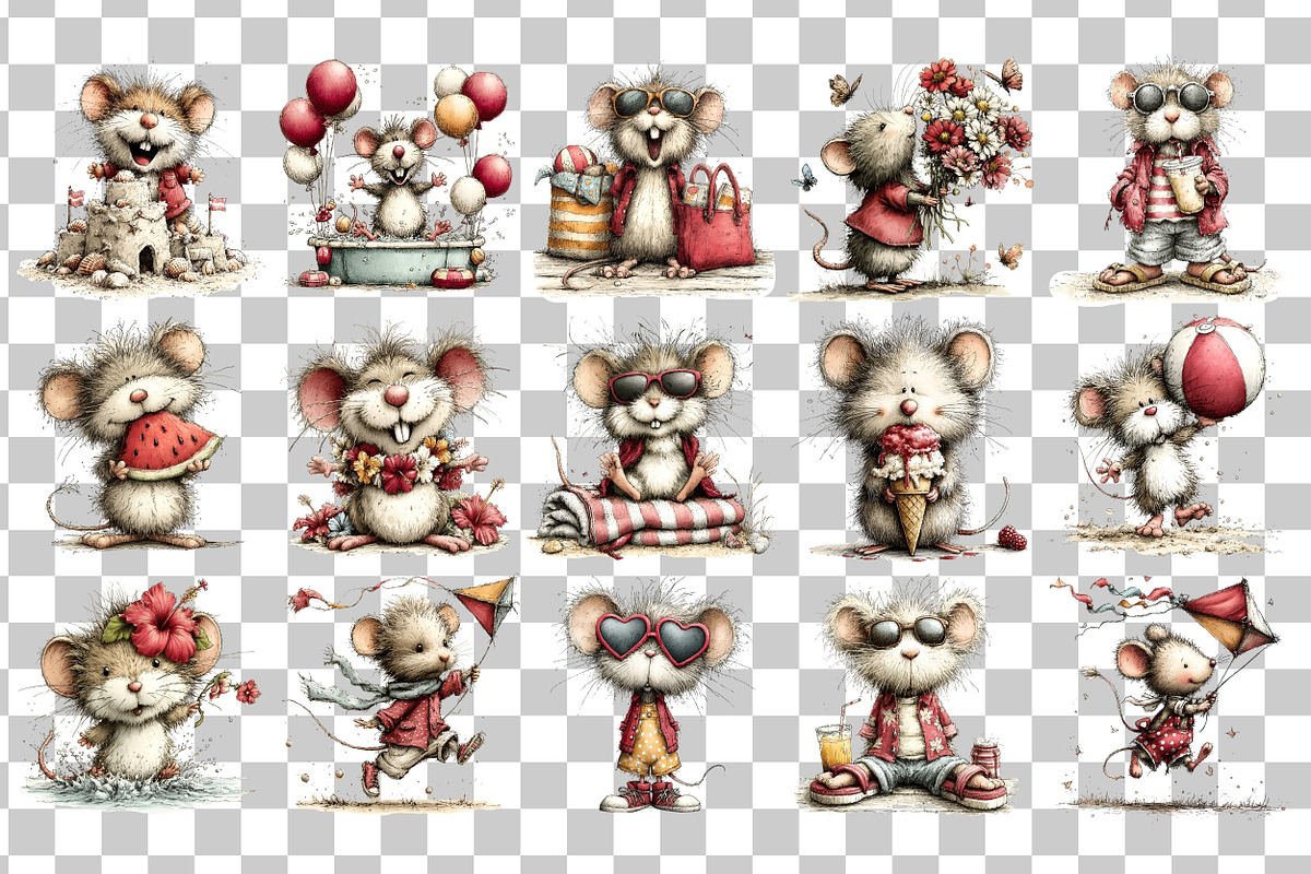 Beach Mouse PNG Clipart Watercolor, an Animal Illustration by Nicolle's Colorful Art (Photo 3 of 3)