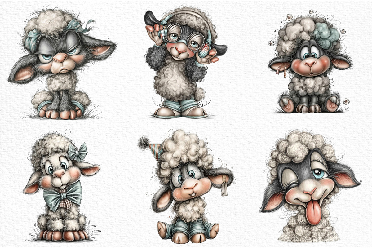 Crazy Sheep Clipart, an Illustration by Craft Nest (Photo 3 of 6)