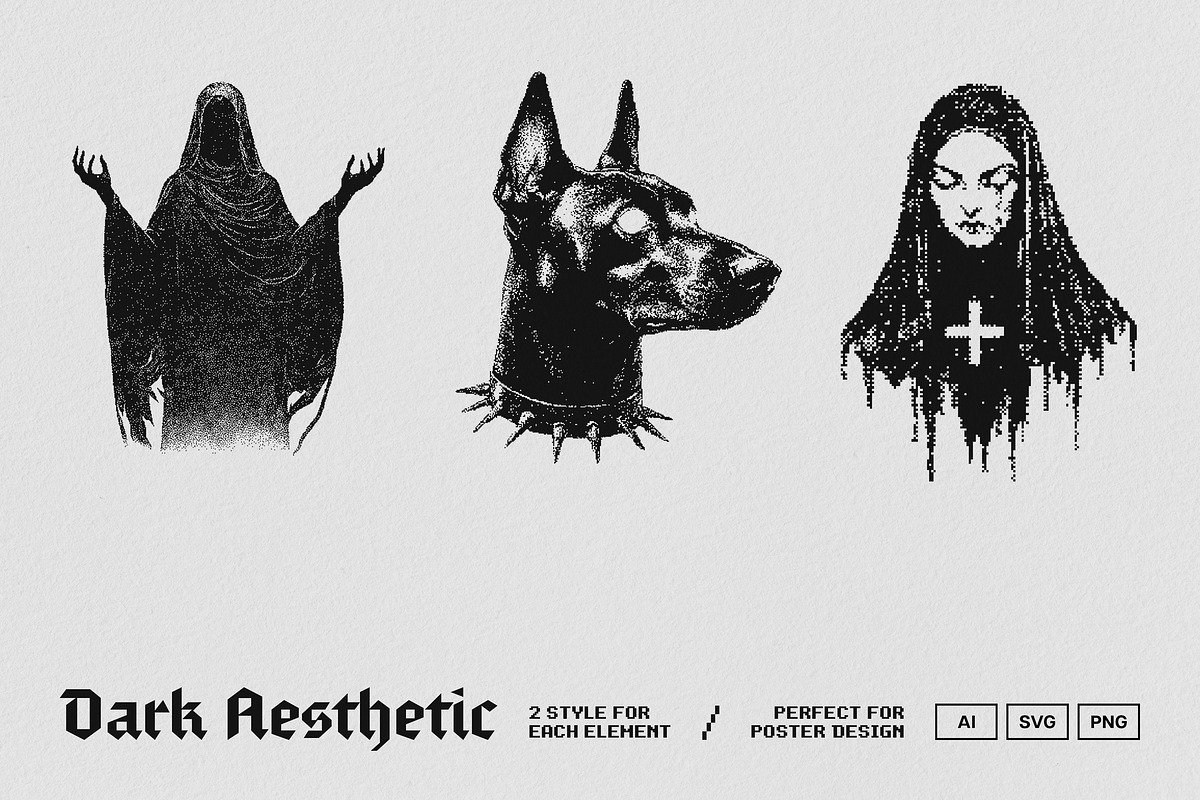 Dark Aesthetic Dithering Bundle, an Object Graphic by pixelbuddha.net (Photo 5 of 22)