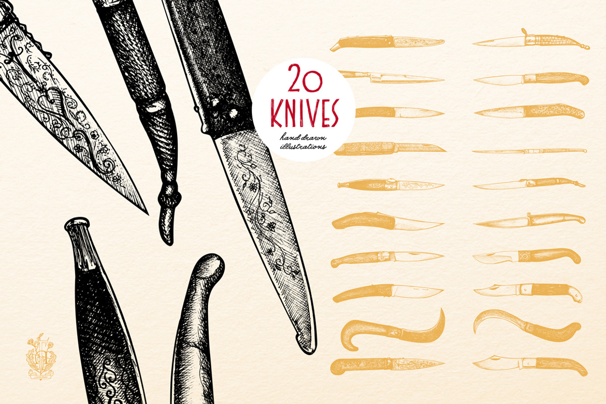 20 Knives - Hand drawn Illustrations, a Decorative Illustration by Andrea Tardivo (Photo 3 of 4)