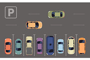 Parking layout with cars, a Transportation Illustration by Yayasya (Thumbnail 1 of 3)