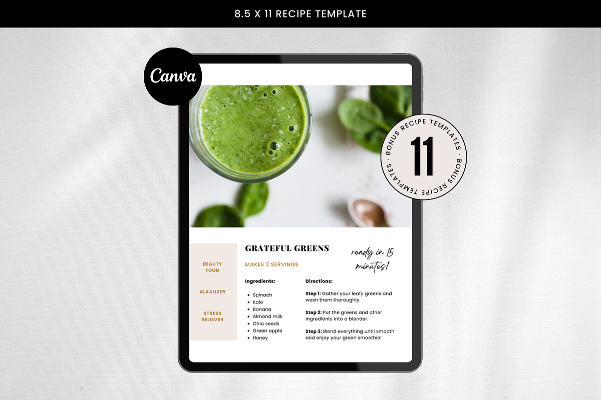 Recipe Template for Canva, a Templates & Theme by Erin Cassidy (Photo 1 of 5)