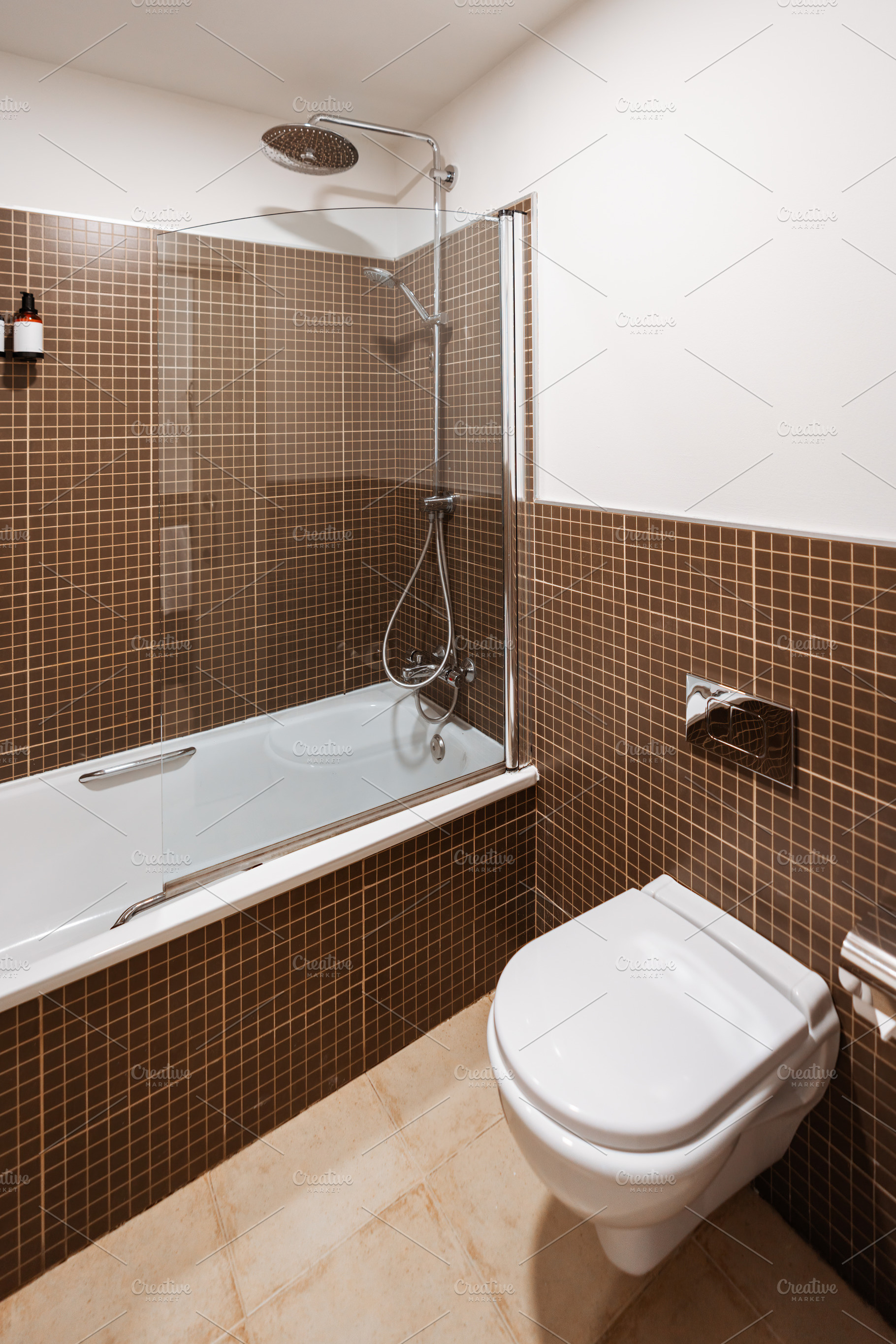 Contemporary tiled bathroom interior, an Architecture Photo by SkyNext