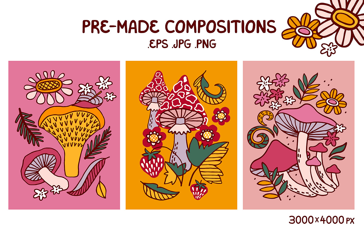 MUSHROOMS | graphics set, a Food Illustration by Nastya Tkachova (Photo 4 of 10)