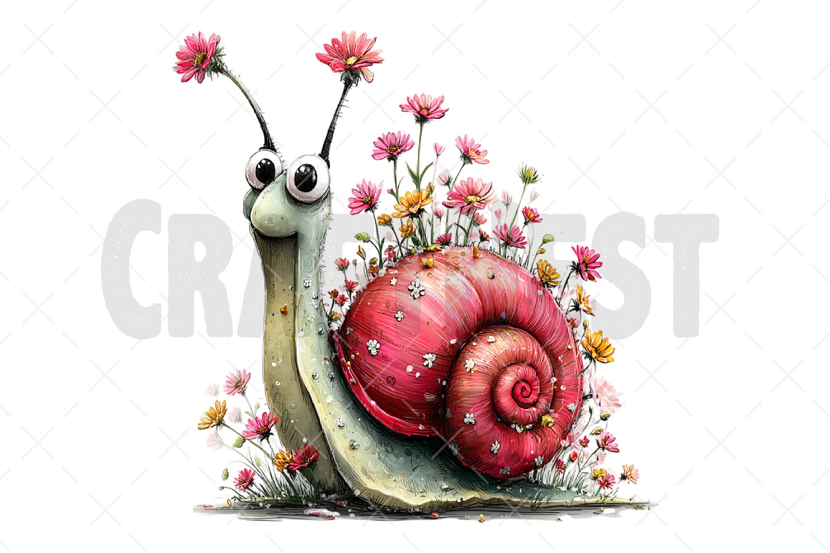 Whimsical Floral Snail Clipart, an Illustration by Craft Nest (Photo 9 of 12)