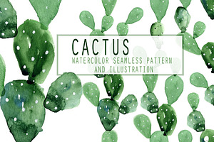 Watercolour cactus patterns. vector.