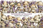 Whimsical Bunny Clipart, an Illustration by Pixels.Craft (Thumbnail 1 of 5)
