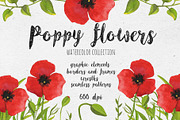 Poppy flowers. Watercolor collection, a Decorative Illustration by Maria's little shop (Thumbnail 1 of 8)