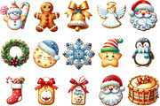 Watercolor Christmas Cookies Clipart, an Illustration by Designking (Thumbnail 3 of 5)