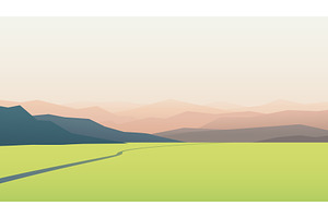 a misty mountains and green valley, an Illustration by IfH