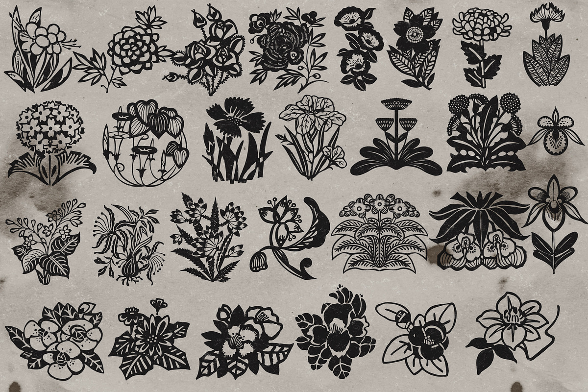 Retro style flower stamps Procreate, a Brush Add-On by TheWhiteCatLab (Photo 4 of 5)