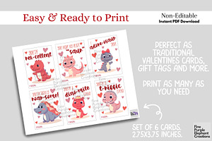 Printable Kids Dinosaur Valentine