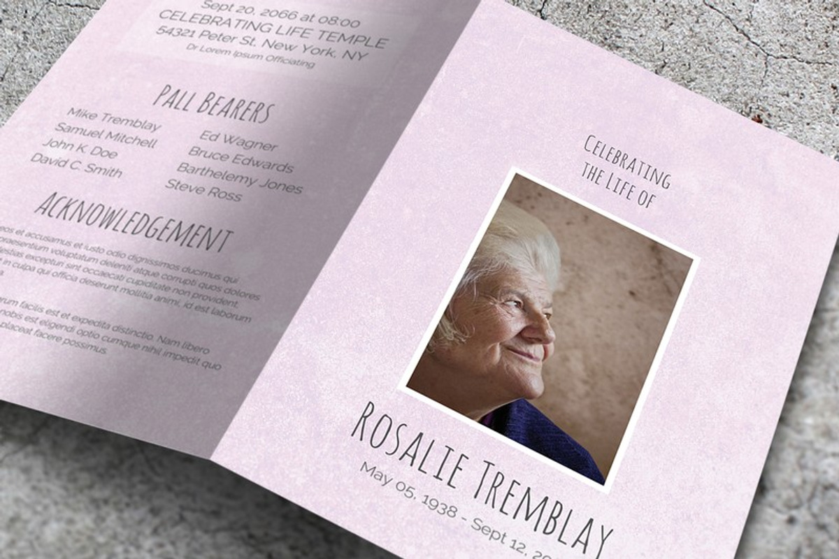 Purple Funeral Program Template, a Brochure Template by Final Tribute (Photo 1 of 5)