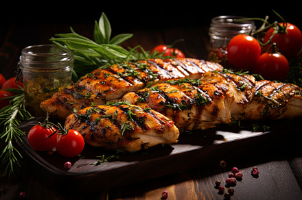 Juicy marinate grilled healthy chick, a Background Photo by Pixeness