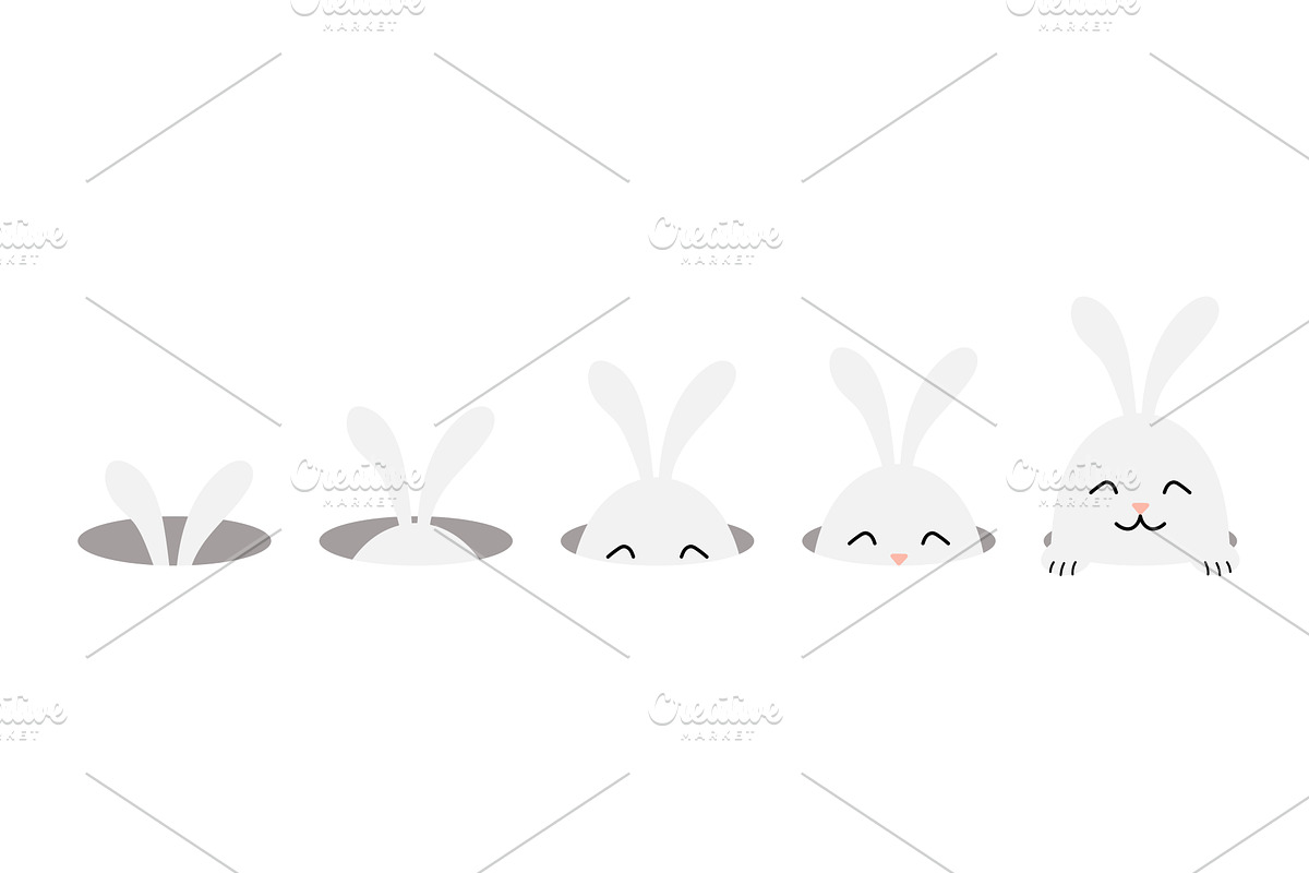 Cute Easter bunny looking out of the, an Animal Illustration by sceptical cactus