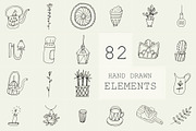 82 Hand Drawn Logo Elements PSD, an Object Graphic by Sasha Mitkalova (Thumbnail 1 of 5)