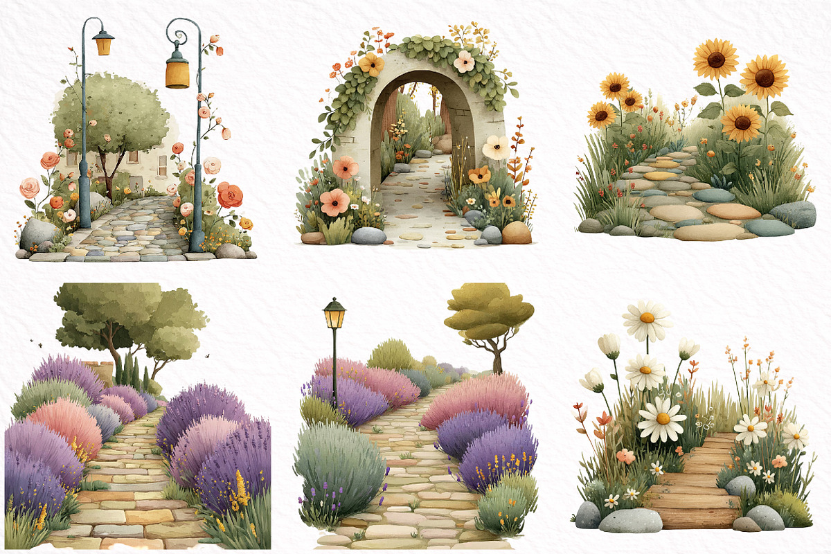 Whimsical Summer Pathway Clipart, an Illustration by DreamArtGraphic (Photo 3 of 8)