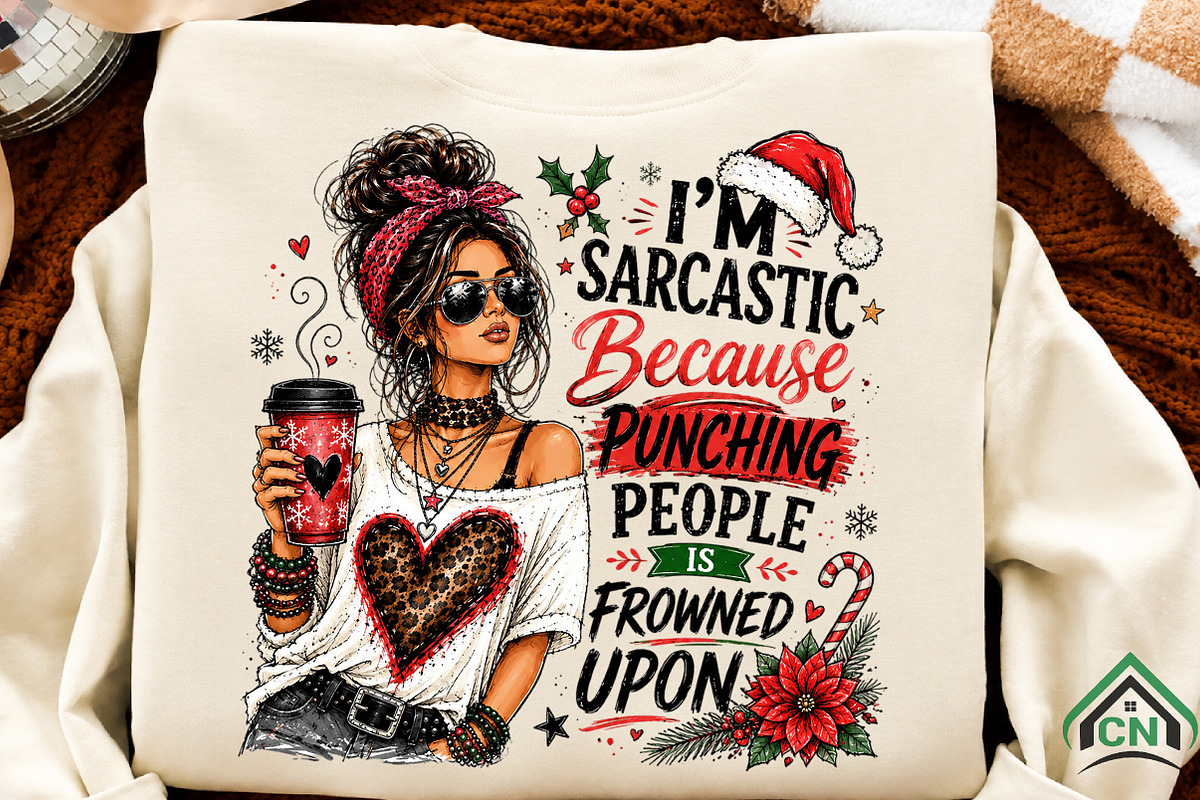 Sarcastic Christmas Girl Punishment, a Seasonal Illustration by Craft Nest (Photo 2 of 6)