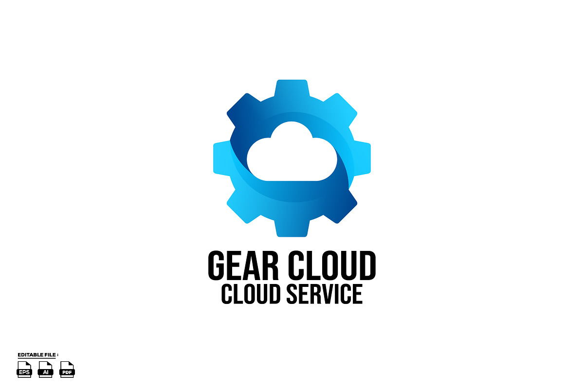 Cloud with gear gradient logo, a Branding & Logo Template by LOGTURNAL