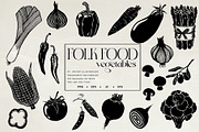 Folk vegetables Linocut Bundle, a Food Illustration by Garden in frame (Thumbnail 1 of 6)