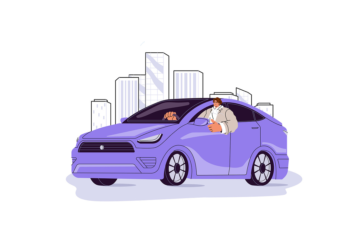 Car rent, carsharing concept set, a Transportation Illustration by PaperTrident (Photo 2 of 11)