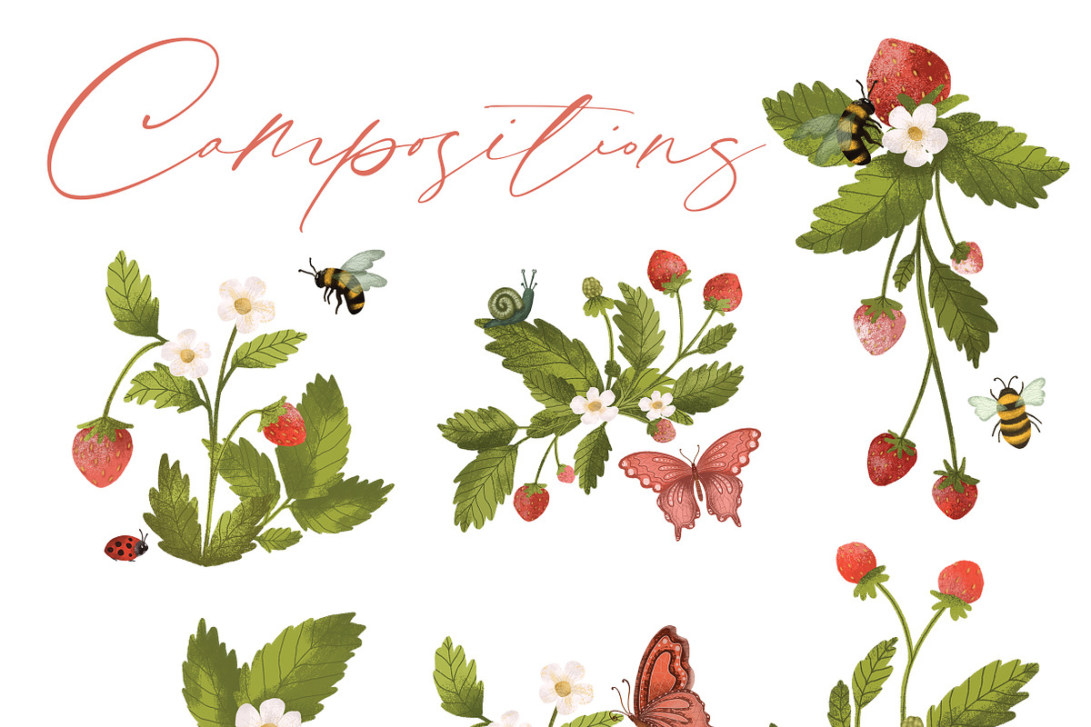 Woodland strawberry illustration, a Pattern Graphic by Yelloo Fish (Photo 3 of 10)