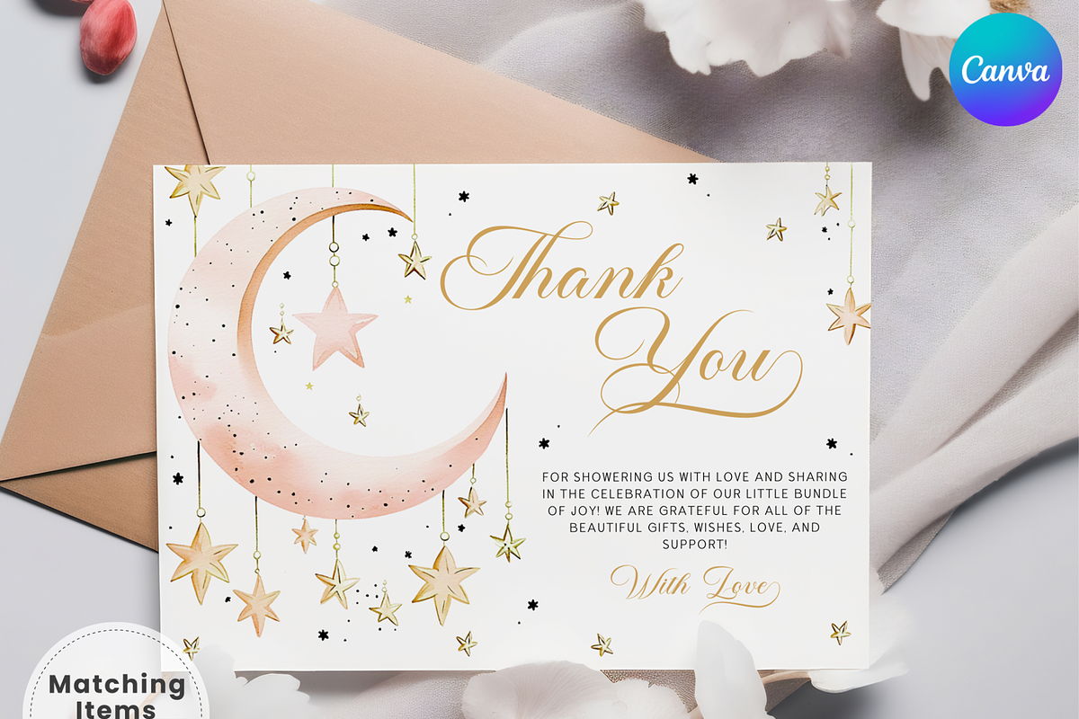 Over the Moon Baby Shower Thank You, an Invitation Template by Digital_Mind (Photo 1 of 4)