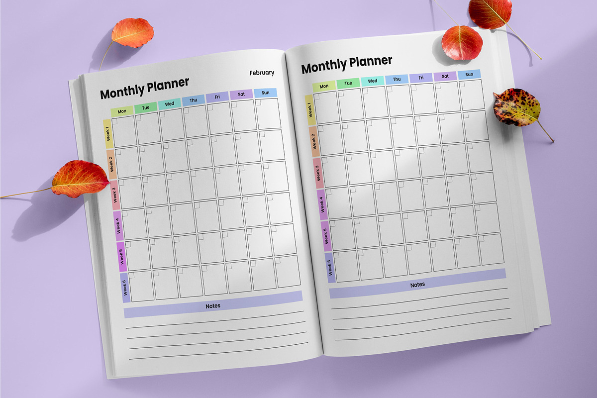 Rainbow Undated Planner (Full Year), a Stationery Template by Mustafiz (Photo 6 of 10)