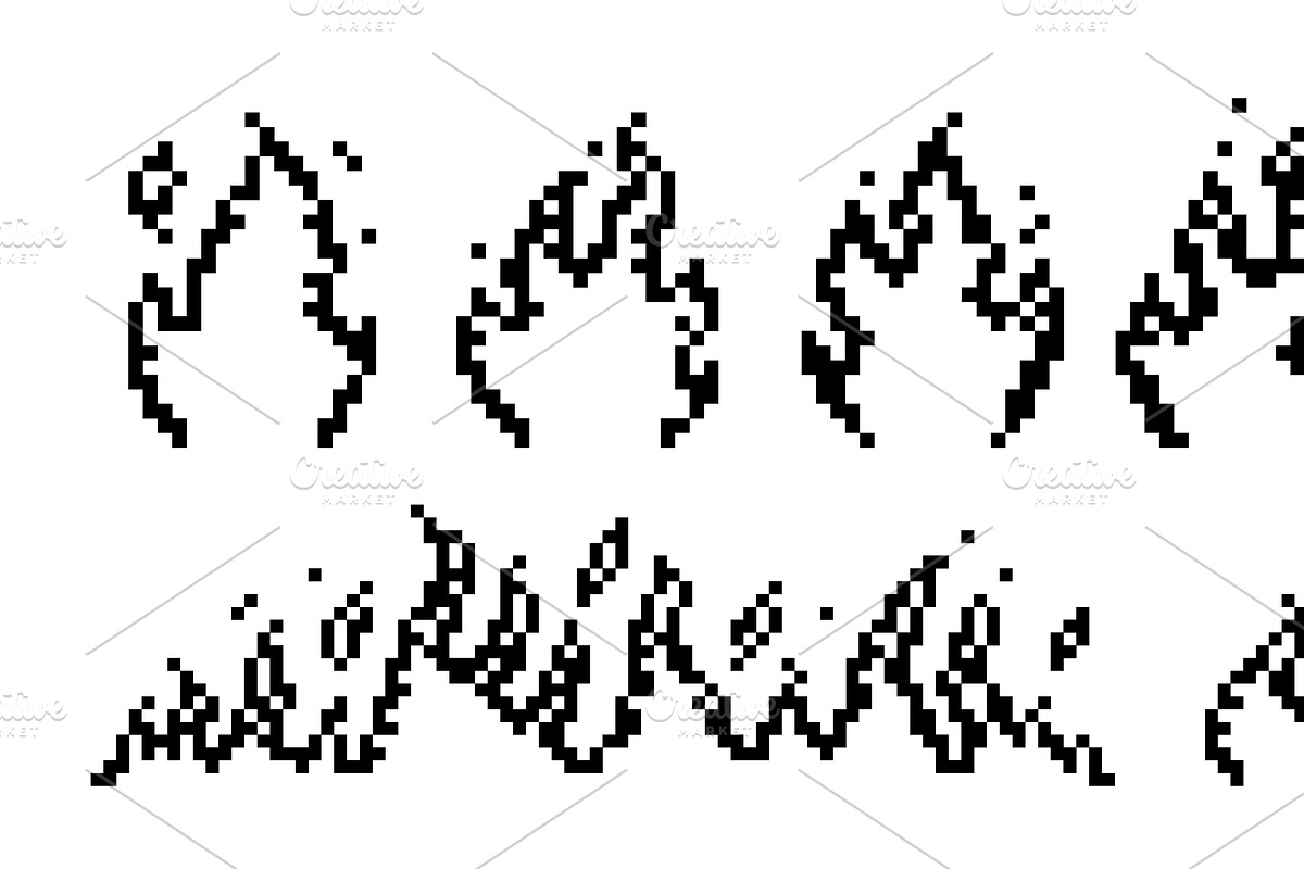 Black fire flames icons. Pixelated, an Object Graphic by LadadikArt (Photo 3 of 3)