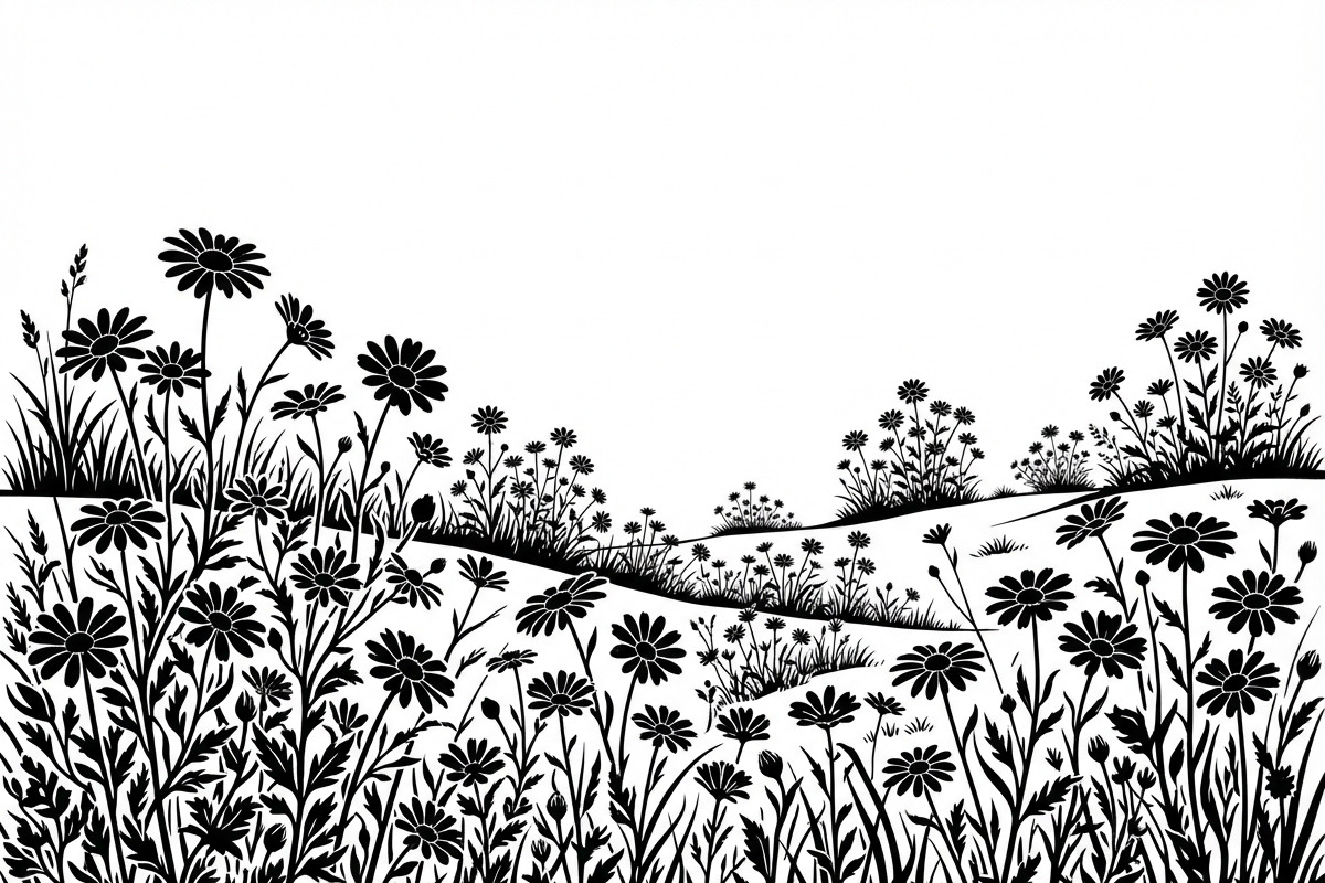 60 Daisy Flower Field Silhouette, a Seasonal Illustration by Amazin_art (Photo 26 of 35)