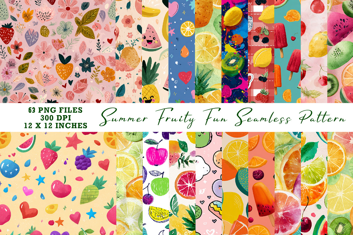 Summer Fruity Fun Seamless Pattern, a Pattern Graphic by CreationArt (Photo 1 of 7)
