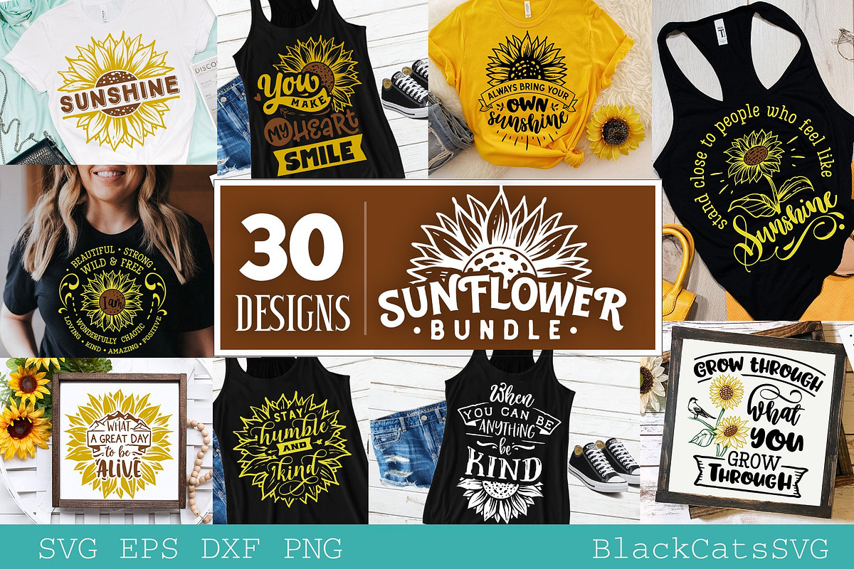 Sunflower SVG bundle 30 designs, an Illustration by BlackCatsMedia (Photo 3 of 6)
