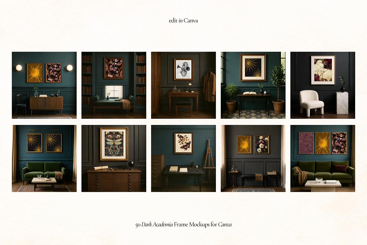 Dark Academia Frame Canva Mockups, a Household Mockup by Matisse Studio (Photo 9 of 10)