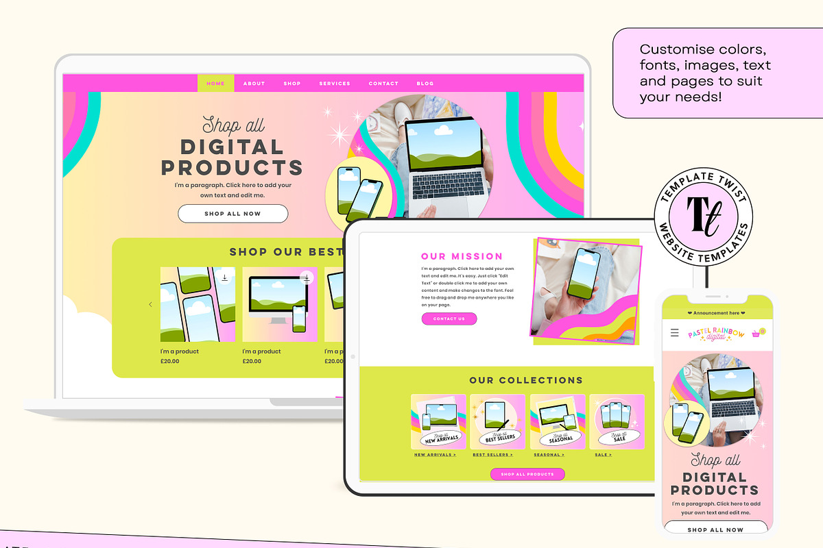 Rainbow Wix Website Template, a Wix Template by Template Twist Shop (Photo 7 of 10)