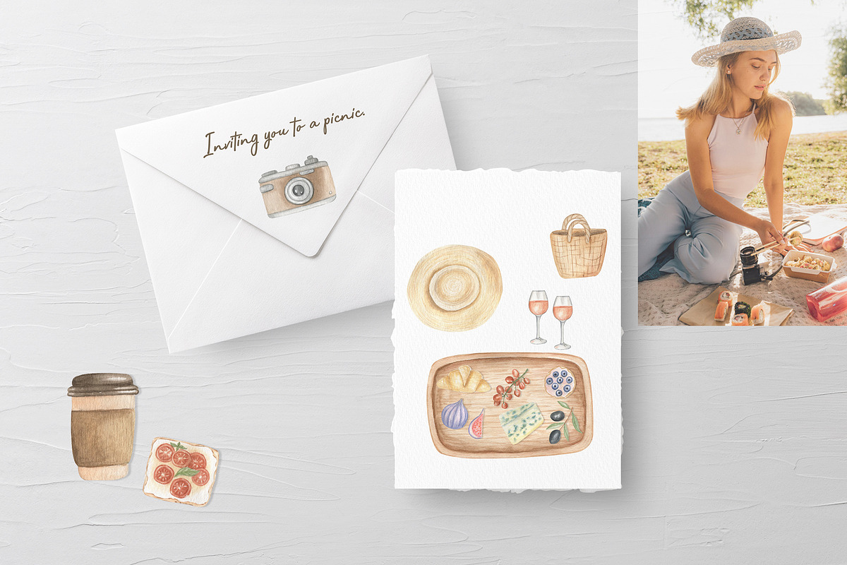 PICNIC watercolor food set, a Decorative Illustration by ViolettaKh (Photo 2 of 8)