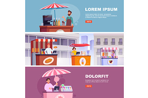 Street food. urban landscape with, a Food Illustration by Onyx