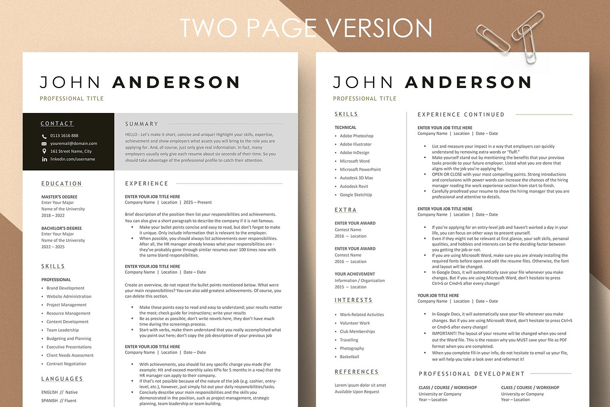 Modern Resume Template CV Design, a Resume Template by resumetemplathttps://d3es (Photo 2 of 9)