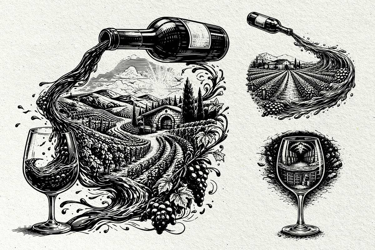Wine Cellar Winery Line Art Graphics, a Decorative Illustration by DENIDigitalArtSudio (Photo 6 of 7)