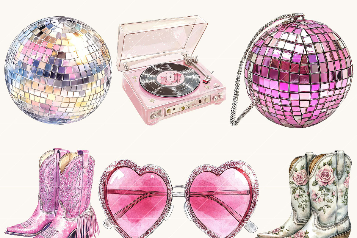 Pink Disco Cowgirl Clipart, a Person Illustration by Design Scotch (Photo 5 of 9)