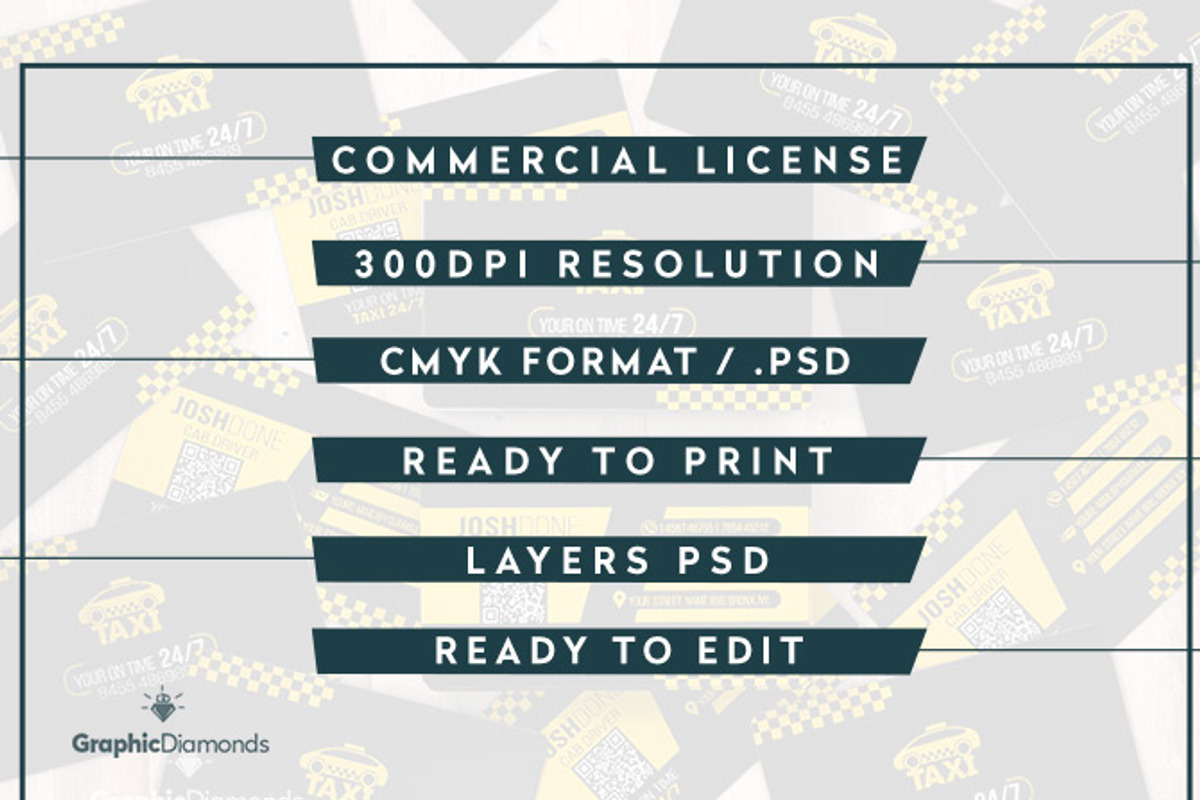 Taxi Business Card Template, a Business Card Template by GraphicDiamonds (Photo 4 of 4)