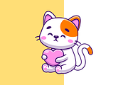 Cute Cat Holding Heart Love, an Animal Illustration by Artstorystudio (Thumbnail 2 of 3)
