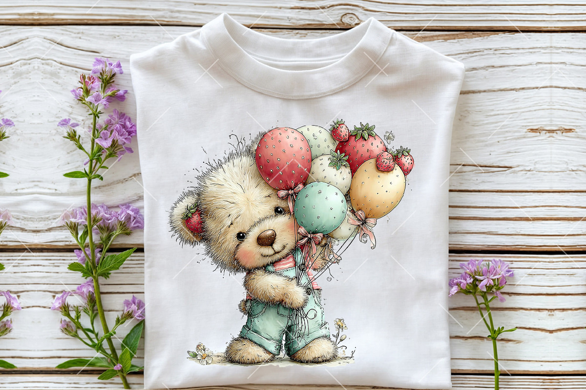 Strawberry Bear PNG Clipart Set, a Seasonal Illustration by OK Design (Photo 5 of 6)