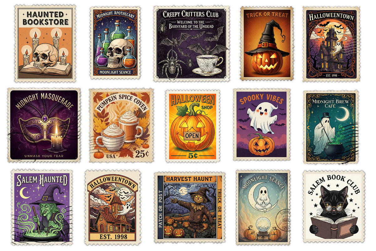 Halloween Postage Stamps Clipart, an Illustration by Dream Creation (Photo 3 of 5)