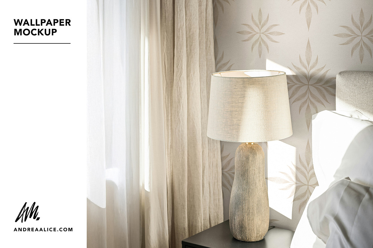 Wallpaper Mockup: Bedside white lamp, a Household Mockup by Andrea Muller (Photo 6 of 7)