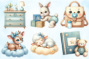 Dusty Blue Beige Baby Nursery Clipar, an Illustration by Craft Nest (Thumbnail 5 of 5)