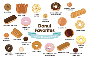 Donut Favorites Vector Set